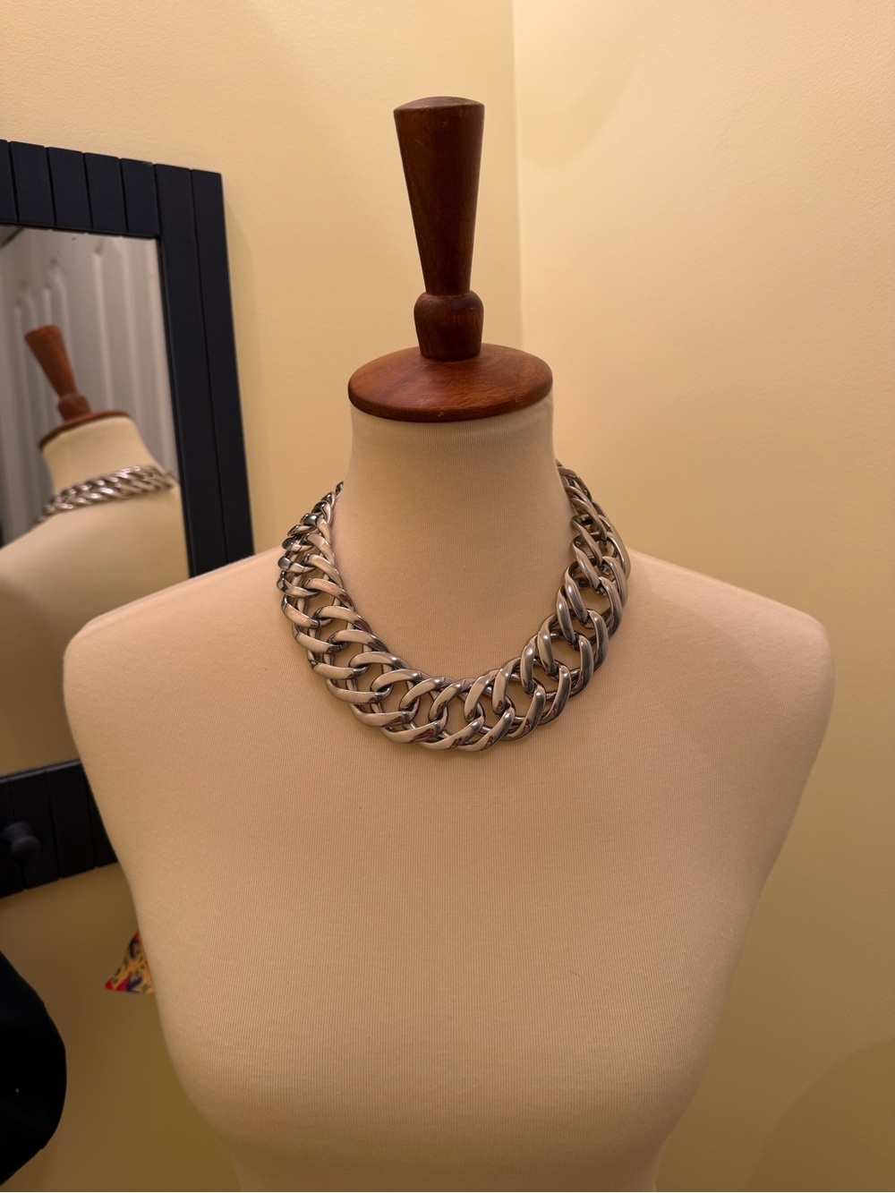 White House Black Market Polished Silver Chunk Link Necklace